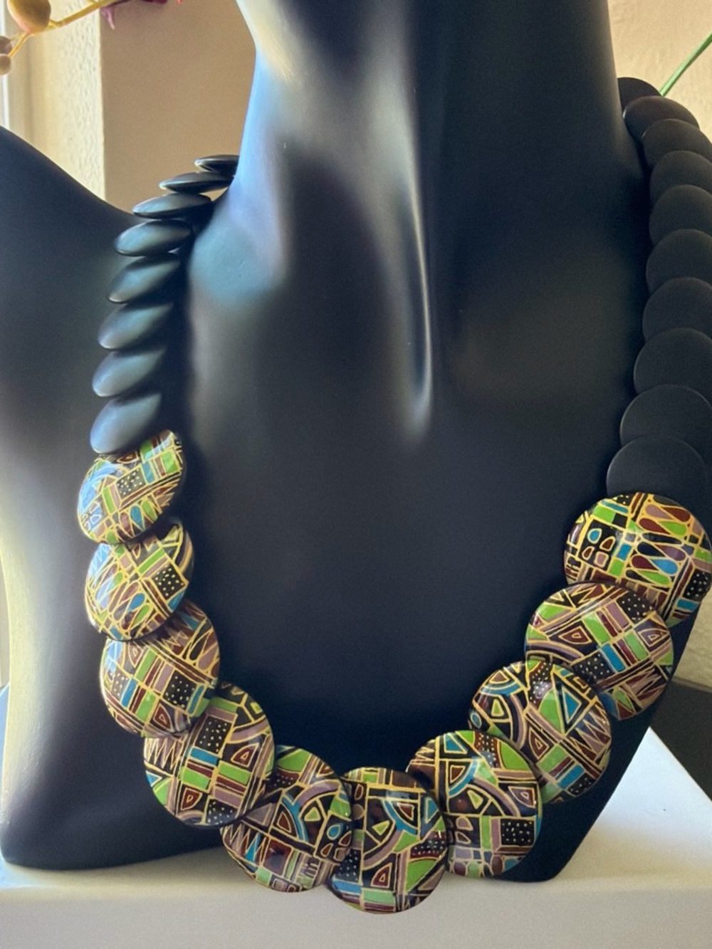 Handcrafted Multicolor Geometric Disc Necklace - Women Jewelry